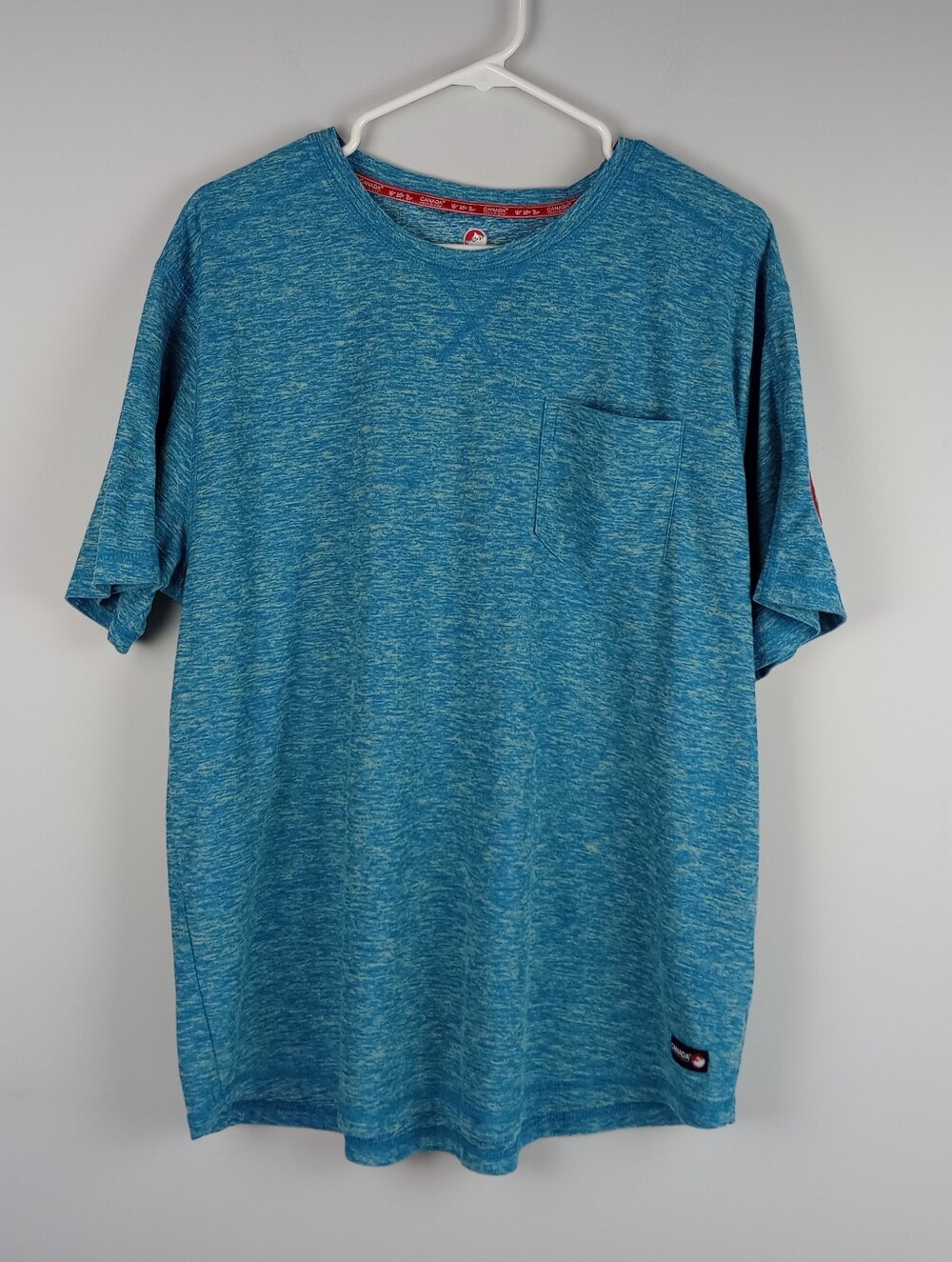 Canada Weather Gear‎ Mens XL Blue Heather Vented Armpit Chest Pocket Tshirt